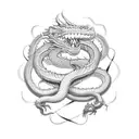 ouroboros snake eating a dragon's tail infinity symbol tattoo design idea