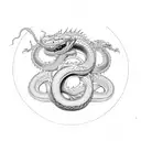ouroboros snake eating a dragon's tail infinity symbol tattoo design idea