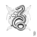 ouroboros snake eating a dragon's tail infinity symbol tattoo design idea