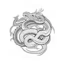 ouroboros snake and dragon tattoo design idea