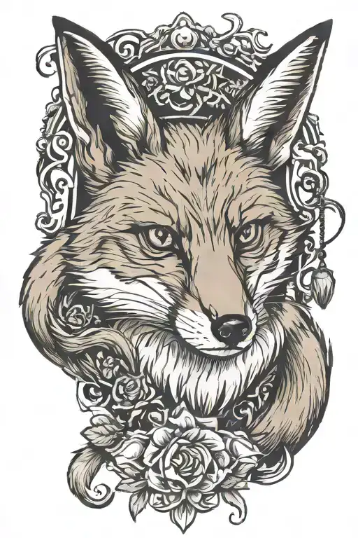dead fox and gallows tattoo design idea
