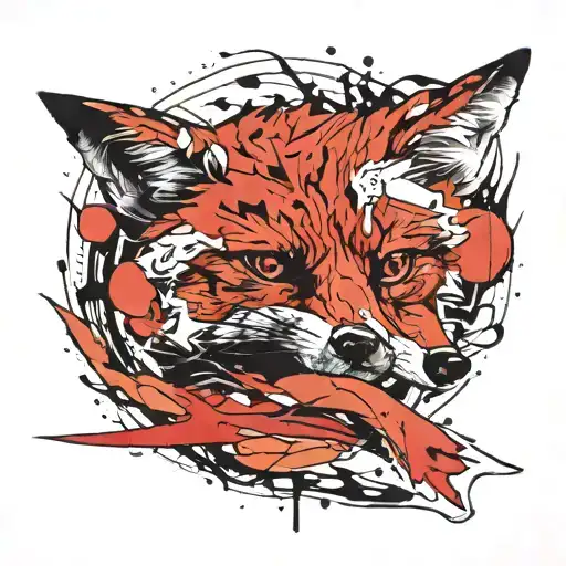 hanging fox corpse tattoo design idea