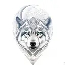 woolf, forest, river, moon tattoo design idea