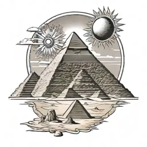 egypt pyramid sun desert river gods all tattoo design idea