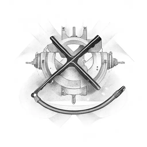 A machinist's tools forming a cross tattoo design idea