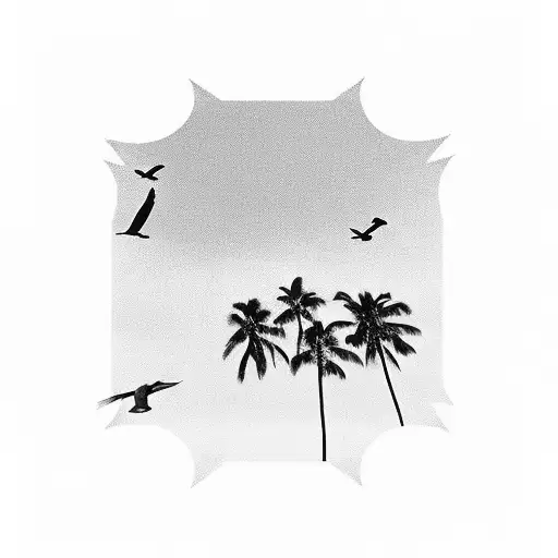 sunset, palms and birds. Black and white. Also i'd have something tough tattoo design idea