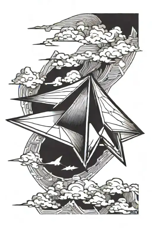 paper airplane tattoo design idea