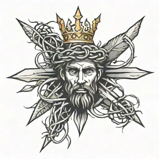 Christian modern with a crown of thorns  tattoo design idea