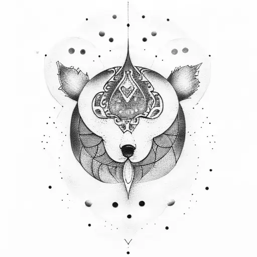 dot moon with eucalyptus and ginko tattoo design idea