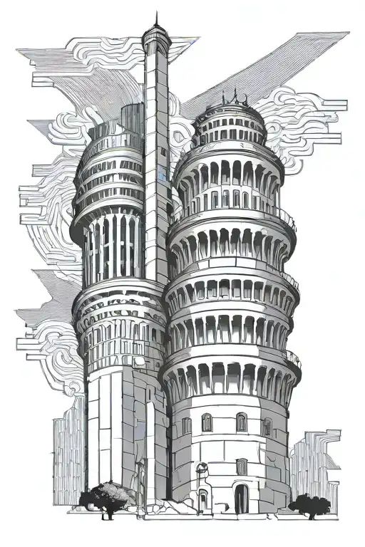 thessaloniki white tower, empire state building, greek islands  tattoo design idea