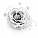 Vine throwing star rose tattoo design idea