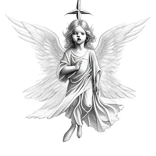 Guardian Angel: Depict an angel with outstretched wings, suggesting protection and guidance. You can customize the angel tattoo design idea