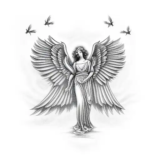 Guardian Angel: Depict an angel with outstretched wings, suggesting protection and guidance. You can customize the angel tattoo design idea
