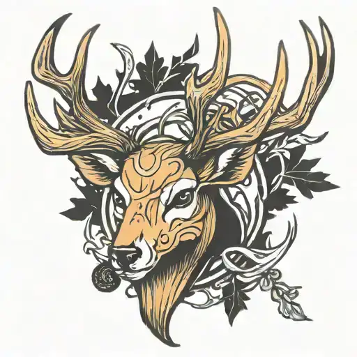 Deer antlers with no skull tattoo design idea
