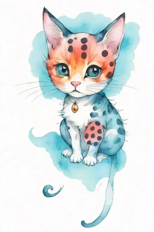 ladybug cat sitting tattoo design idea