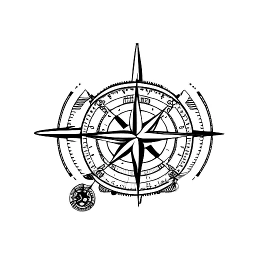 airplane with compass  tattoo design idea