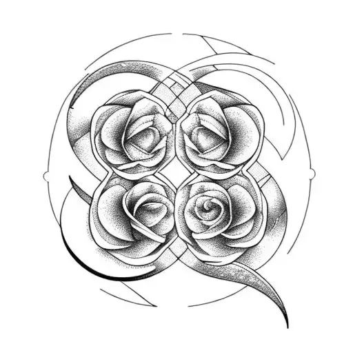 crescent moon with roses tattoo design idea