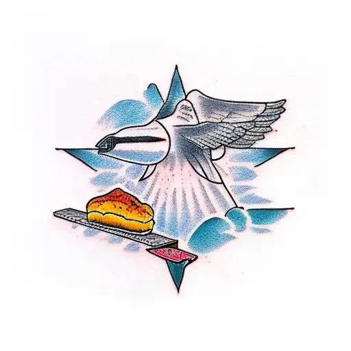 civil engineering, 3 birds, bread bakery, sleeve tattoo design idea