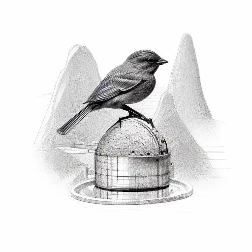 civil engineering, 3 birds, bread bakery tattoo design idea