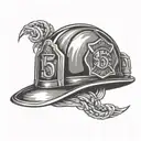 firefighter helmet with 15 on the front tattoo design idea