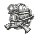 firefighter helmet with 15 on the front tattoo design idea