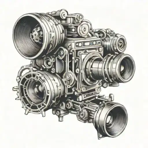vintage film movie camera mathematical fractals set theory  tattoo design idea