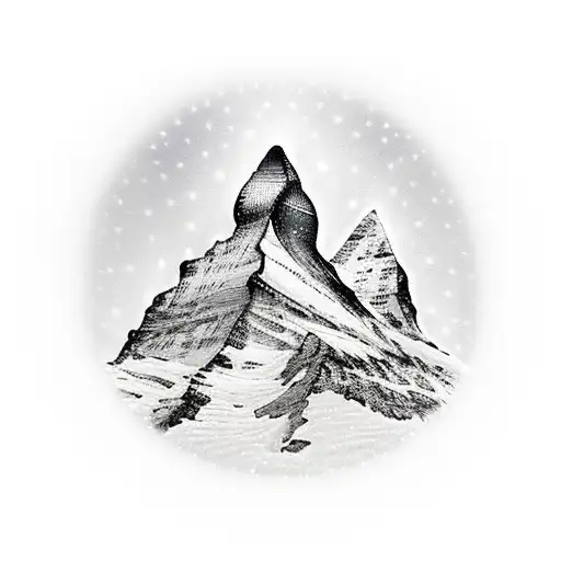 the Matterhorn with a light forest below tattoo design idea