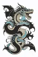 atlantis inspired wyvern tattoo design idea