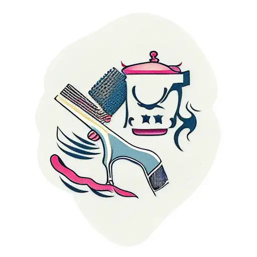 Hairdresser vs barber tattoo design idea