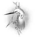 snowy egret skeleton tattoo design idea