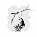 snowy egret skeleton tattoo design idea