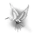 snowy egret skeleton tattoo design idea