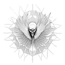 snowy egret skeleton tattoo design idea