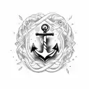 anchor, initials J and F, sentence in cursive saying "twin flames forever" tattoo design idea