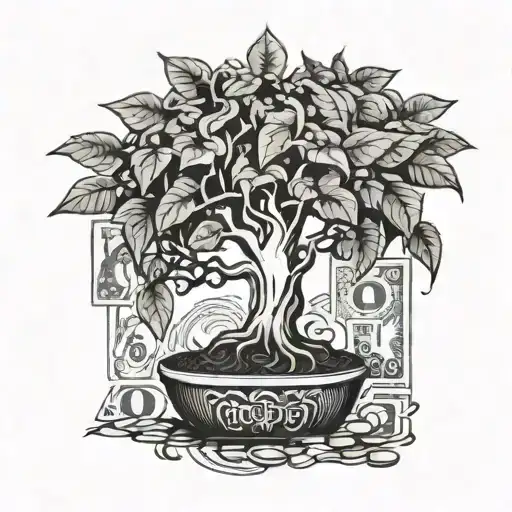 money tree growing tattoo design idea