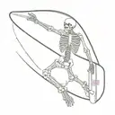 skeleton holding snowboard over shoulder similar to how a surfer would hold their surfboard  tattoo design idea