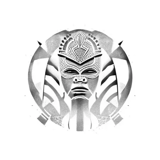 african warrior mask tattoo design idea