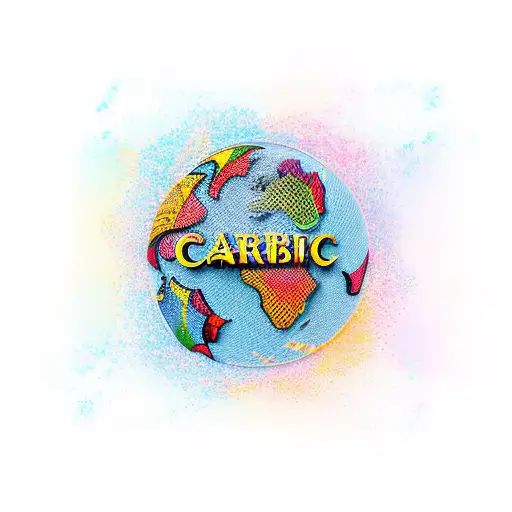 Caribbean beach with african music tattoo design idea