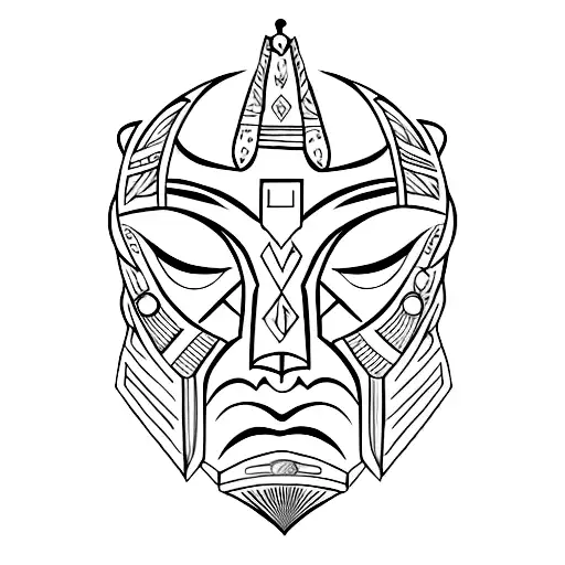 african warrior mask tattoo design idea
