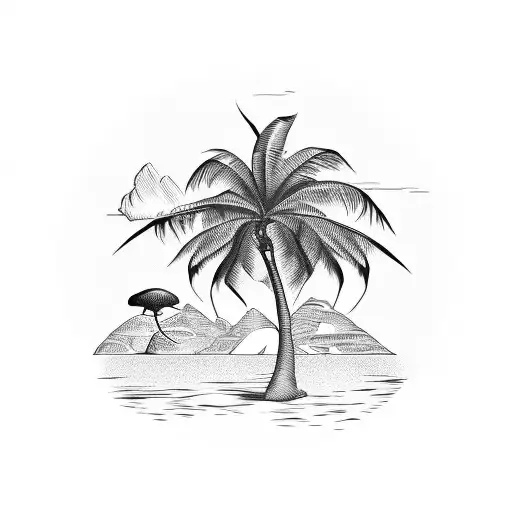 african palm tree tattoo design idea