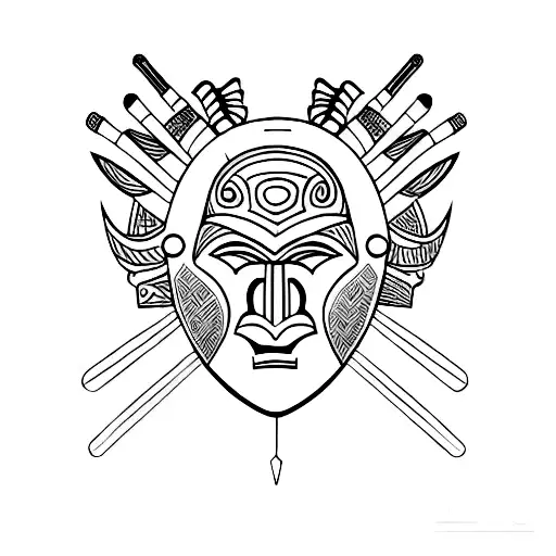 african warrior mask tattoo design idea