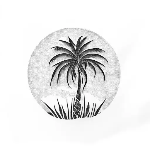 african palm tree tattoo design idea