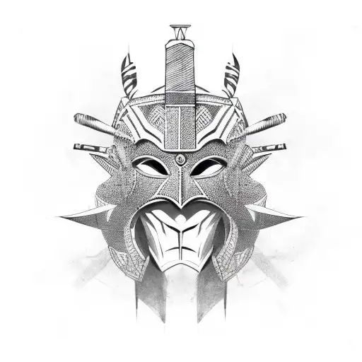 african warrior mask tattoo design idea
