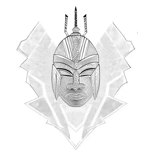 african warrior mask tattoo design idea
