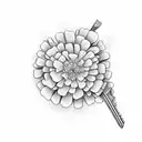 marigold around a key tattoo design idea