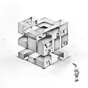 Matrix, numbers and letters in square or cube, text below: escape.  tattoo design idea