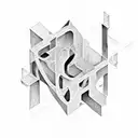 Matrix, numbers and letters in square or cube, text below: escape.  tattoo design idea