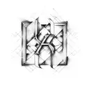 Matrix, numbers and letters in square or cube, text below: escape.  tattoo design idea