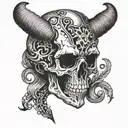 aries skull made tattoo design idea
