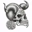 aries skull made tattoo design idea